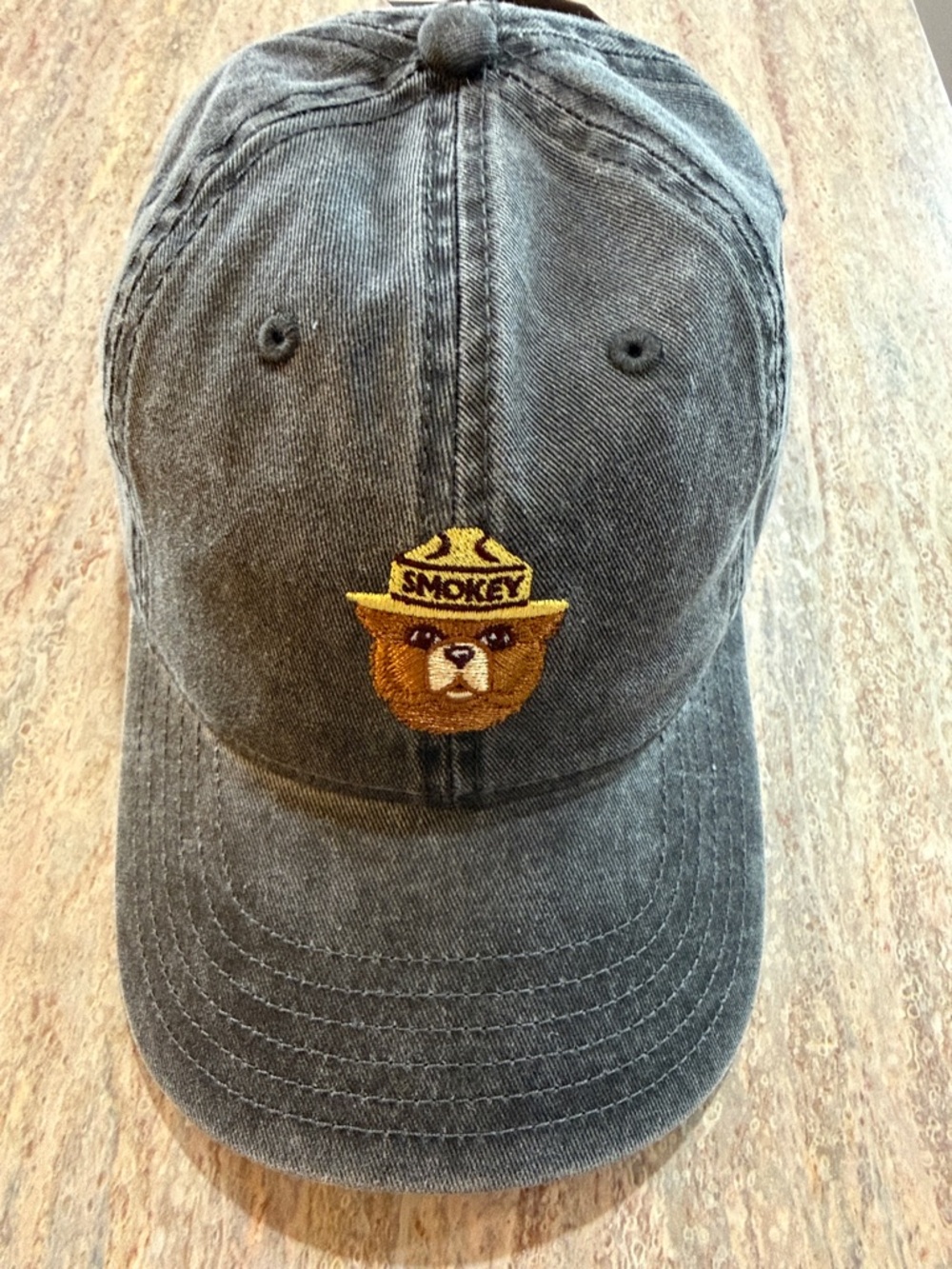 MAD Engine Smokey Bear Embroidered Gray Baseball Cap